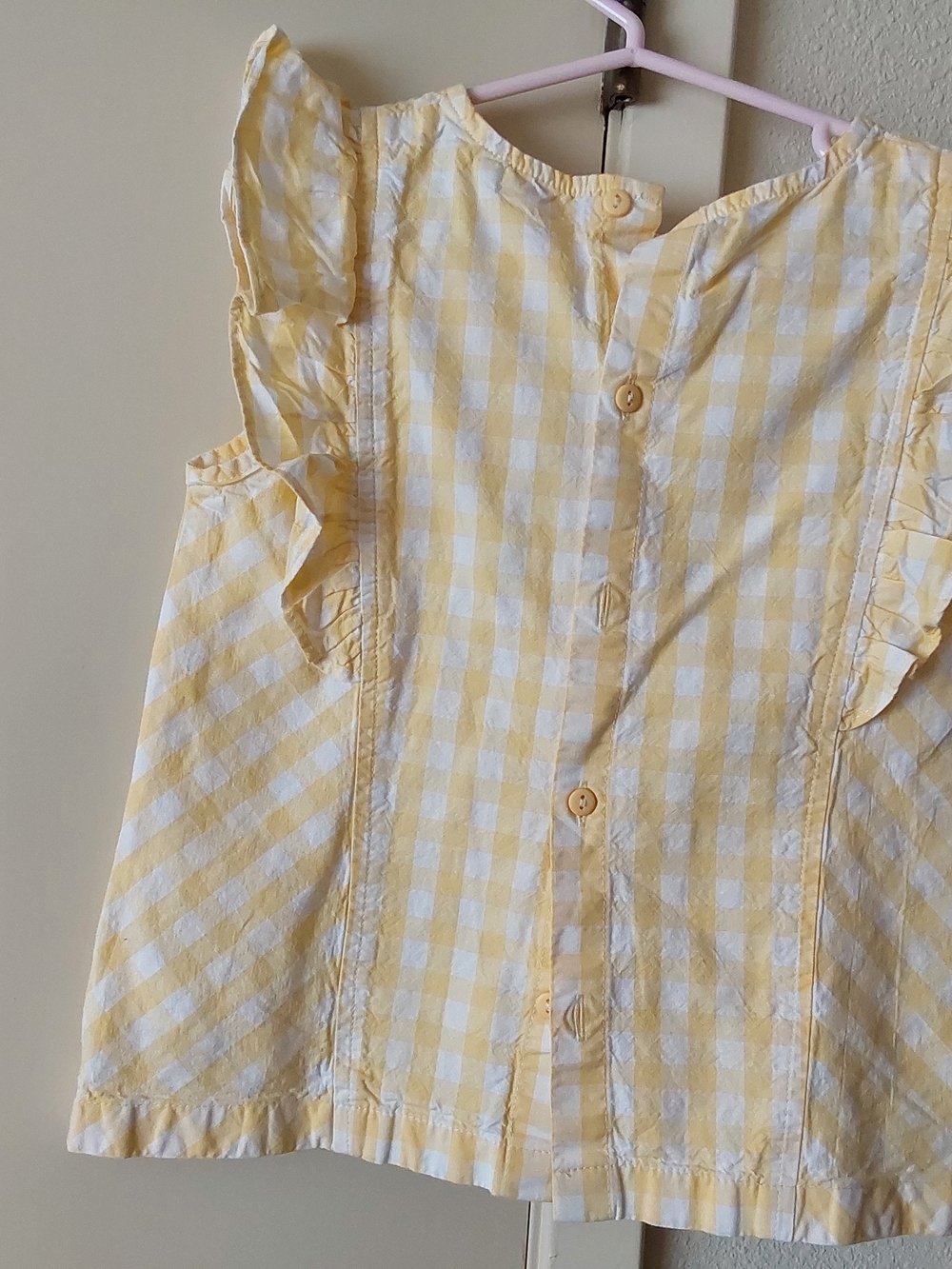 Girls Yellow Gingham Ruffle-Trim Button-Front Camisole Top